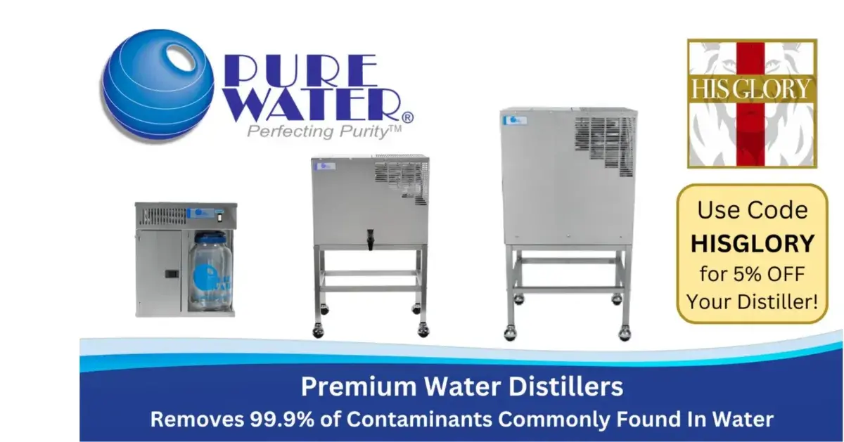 Protect your health with water distillation, the most effective way to remove contaminants and ensure pure, safe drinking water. Visit our partner page to learn more.Use Promo Code HISGLORY for 5% off!