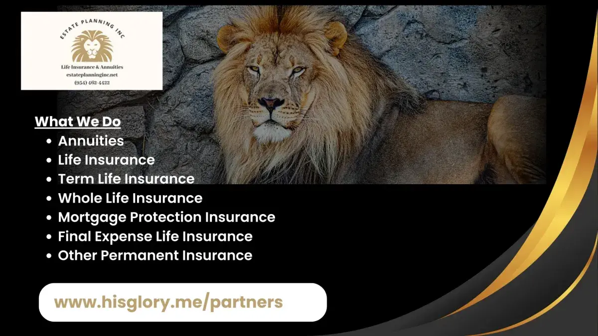 Protect your family’s future with annuities and life insurance that preserve your wealth, provide peace of mind, and secure lasting financial stability.Don’t forget to mention His Glory sent you!